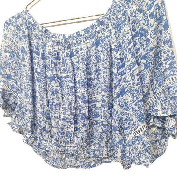 Eye of the Needle Paisley Ruffle Crop Top - Size S - Picture 4 of 9